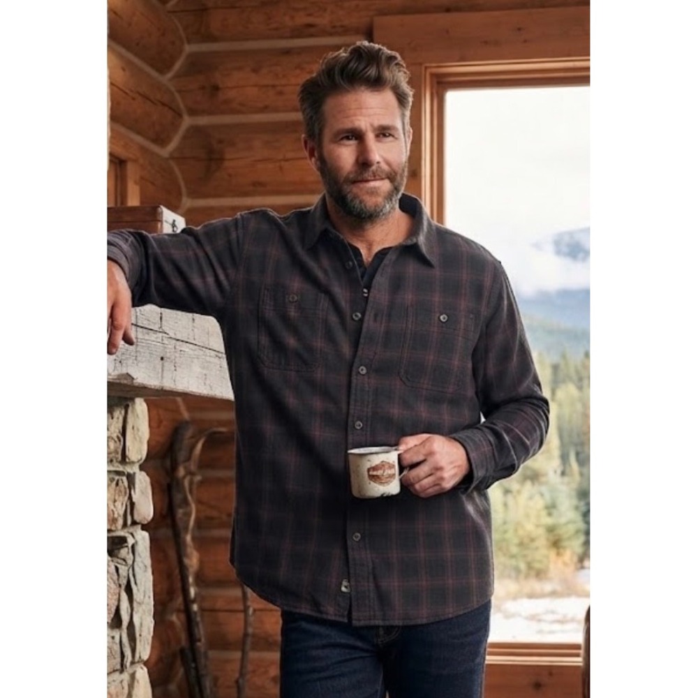 The Normal Brand Mens XXL Charcoal Gray Brown Plaid Flannel Button Down Shirt